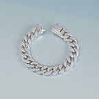 14mm Silver Iced Prong Cuban Bracelet