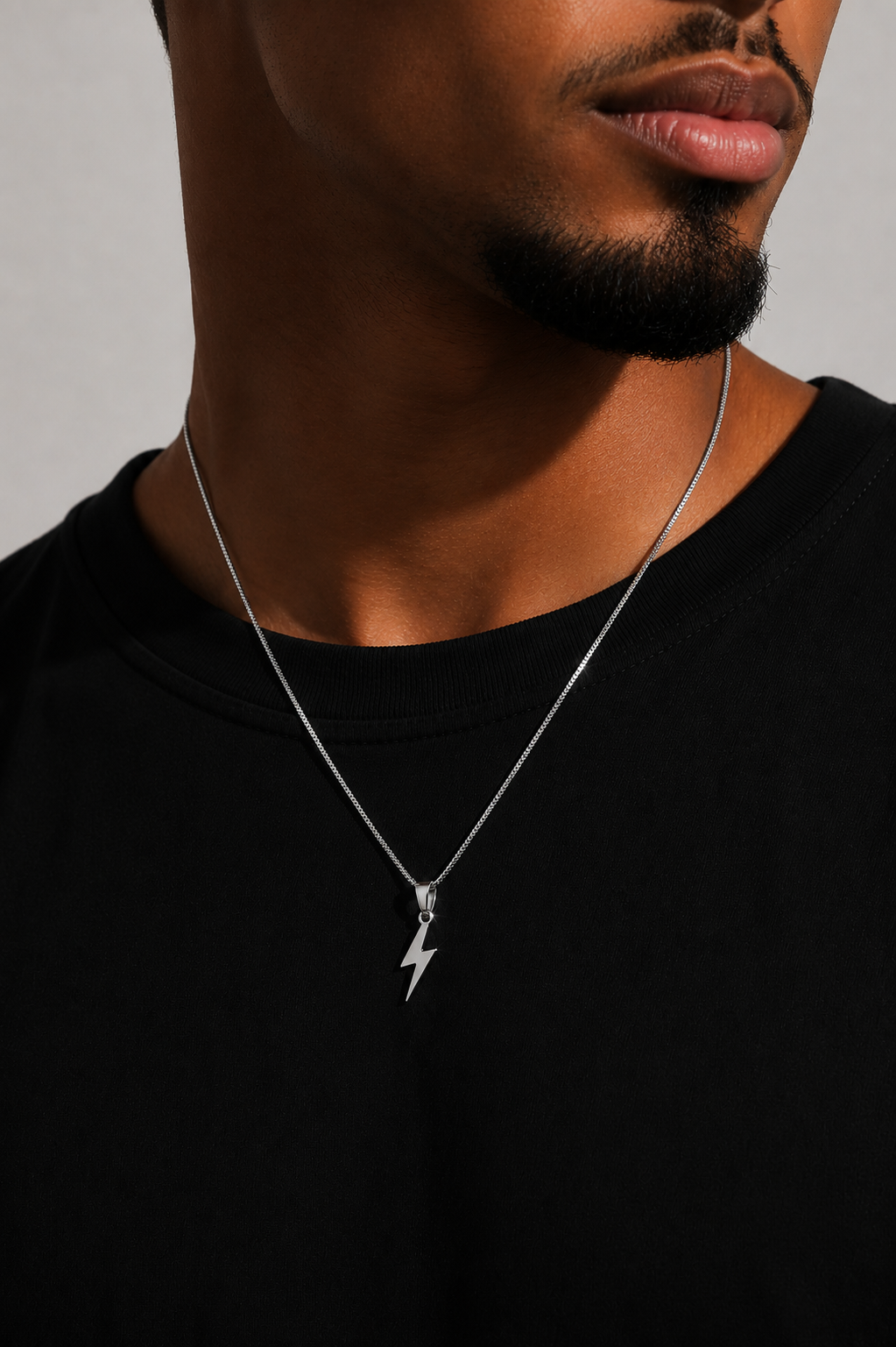 Lightning Bolt Pendant Necklace — Silver