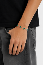 Clover Bracelet — Green On Silver