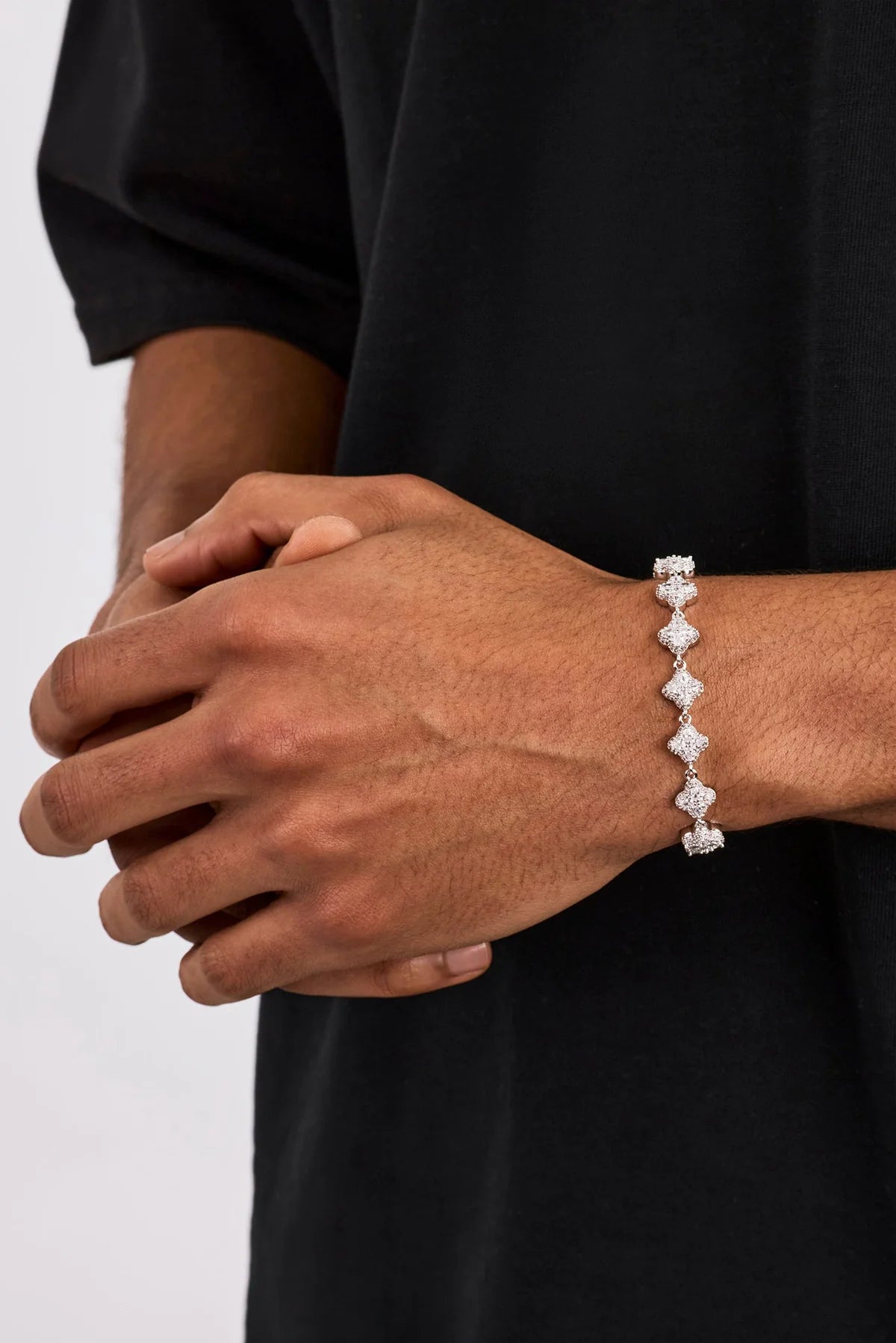 Iced Clover Bracelet — Silver