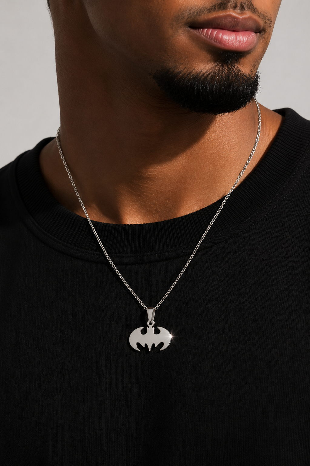 Bat Pendant Necklace — Silver