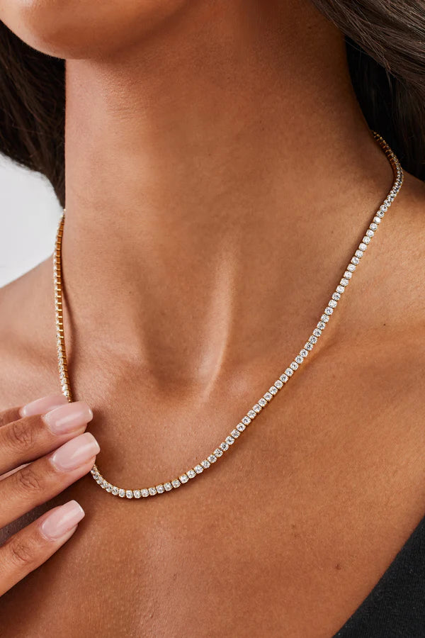 3mm Gold-Plated Tennis Necklace