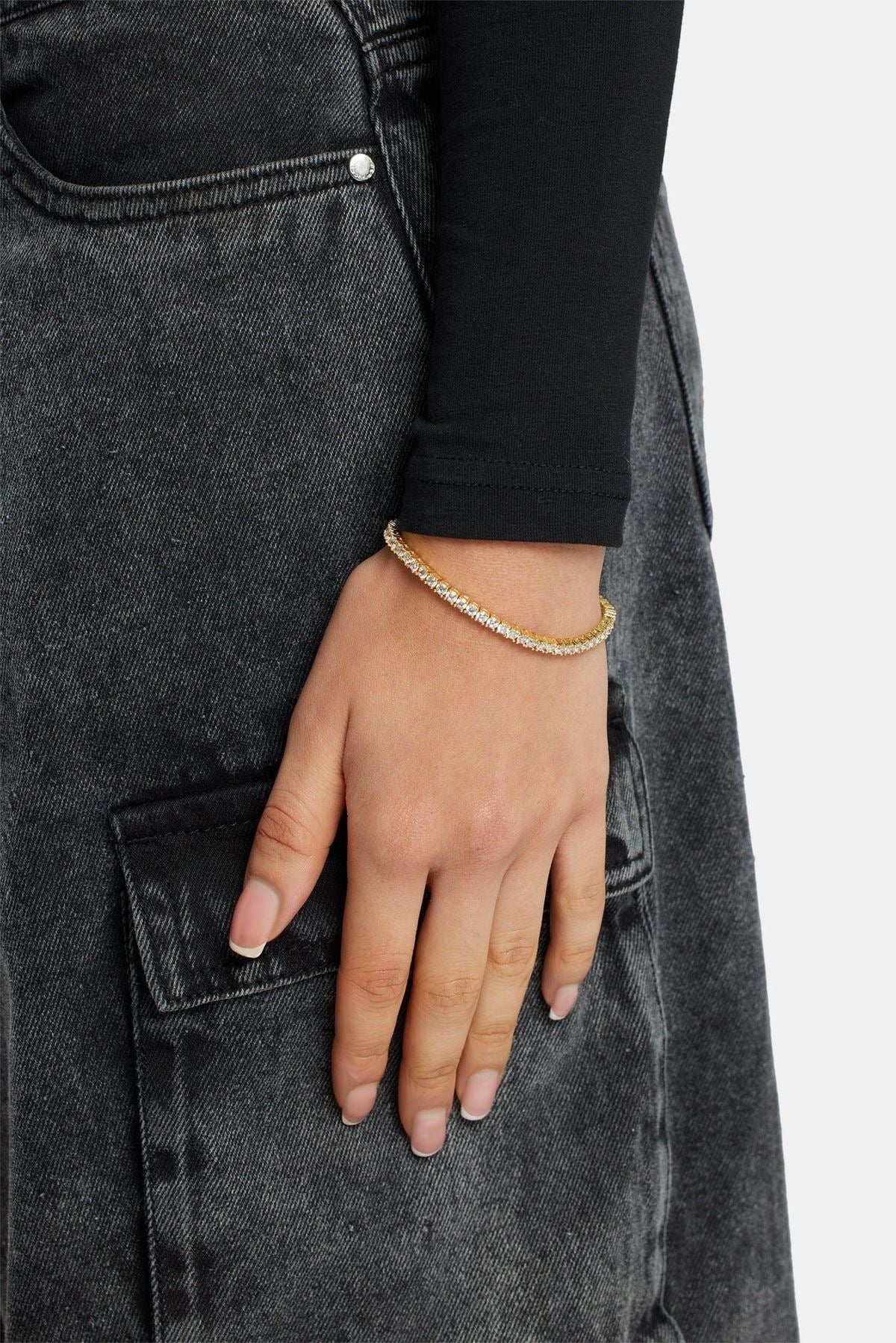 Unisex 3mm Gold Plated Tennis Bracelet