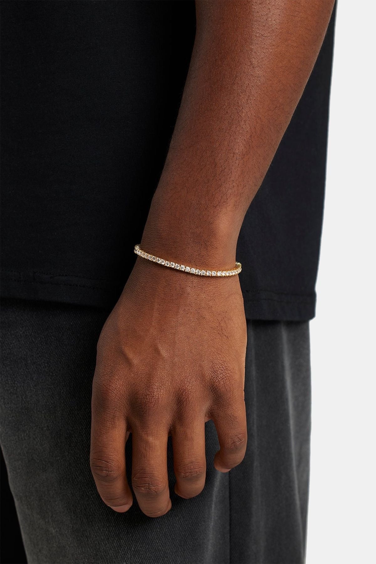 Unisex 3mm Gold Plated Tennis Bracelet