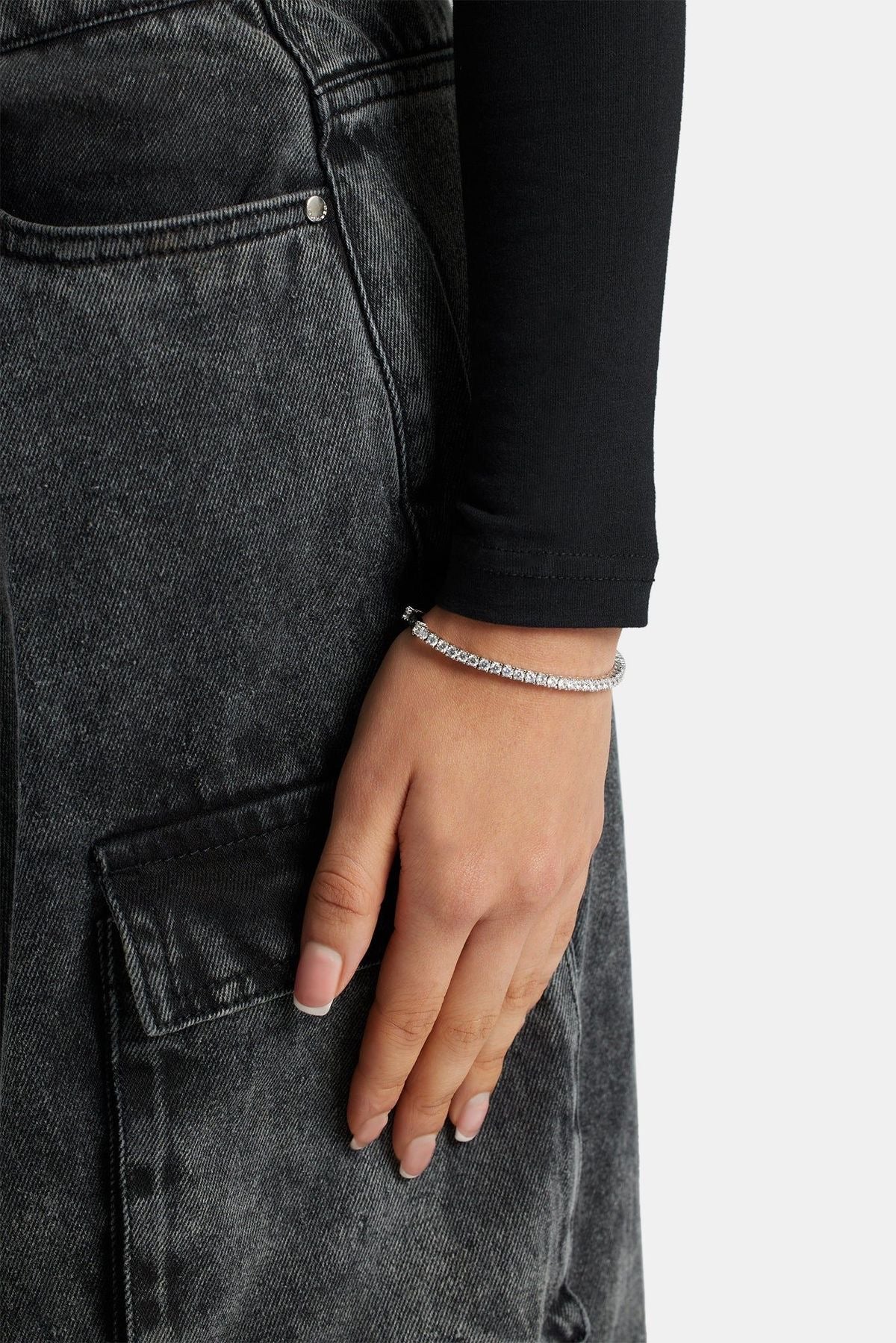 Unisex 3mm Silver Tennis Bracelet