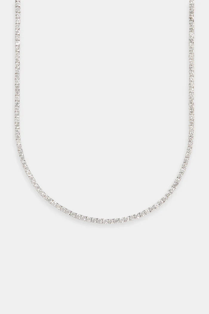 Unisex 3mm Silver Tennis Necklace