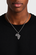 Africa Map Pendant Necklace — Silver