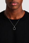 Double-Faced Octagon Pendant Necklace — Black & White Silver