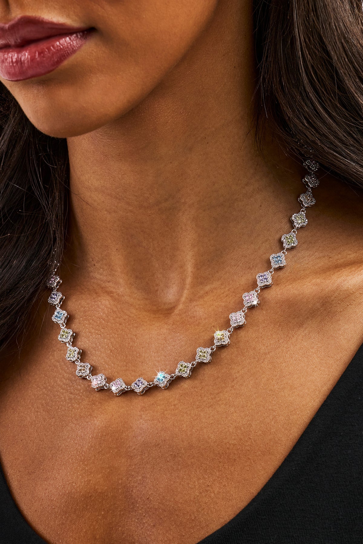 Multi-Motif Pastel Necklace — Silver