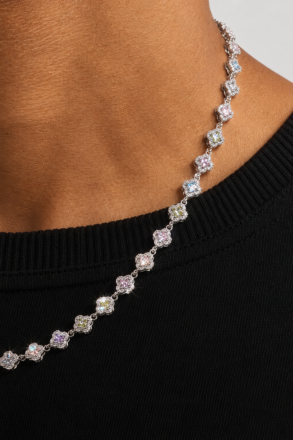 Multi-Motif Pastel Necklace — Silver